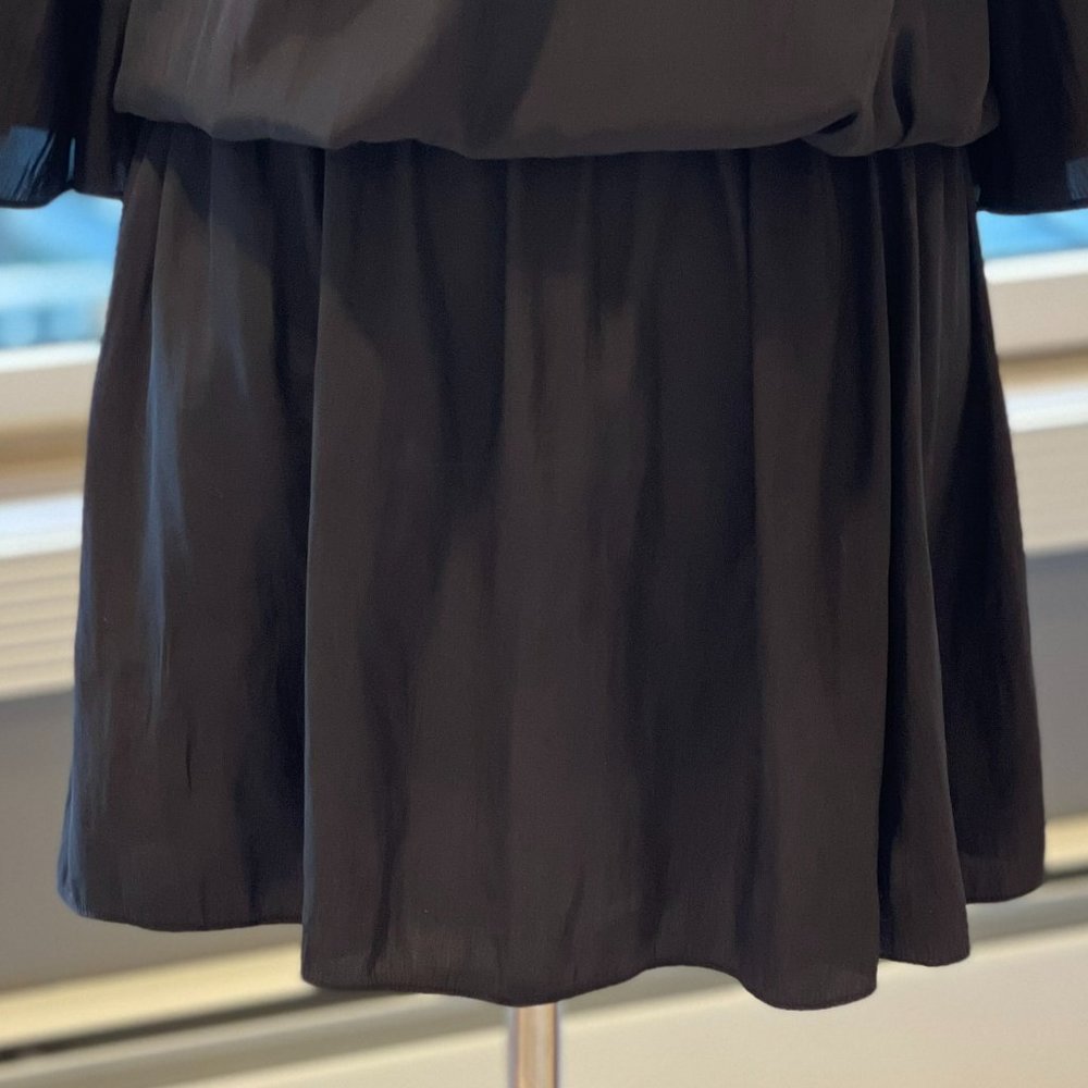 Ramy Brook Black Mini Dress Shirred Waist - Picture 3 of 7
